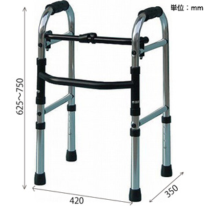 室内専用】ミニフレームウォーカー固定型 キャスターなし ｜ シルバー