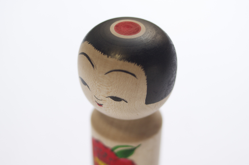 取扱終了】伝統こけし 山谷レイ工人 6寸牡丹/青森津軽系こけし 6寸