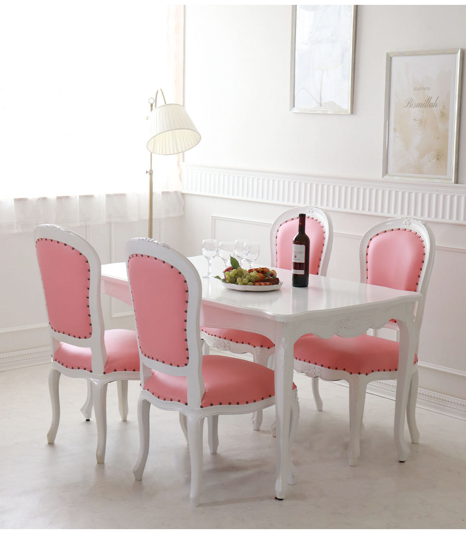 ダイニングチェア 輸入家具 猫脚 ピンク おしゃれ ロココ調 姫系 家具