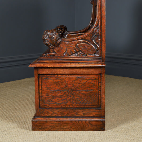 Antique Victorian Oak Bench | Hall | Settle | Carved | Small