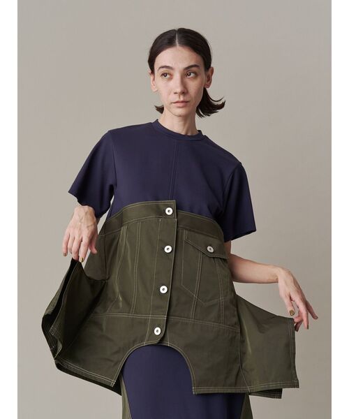 UN3D.（アンスリード） tシャツ DENIM DETAIL DOCKING T-SH / デニム