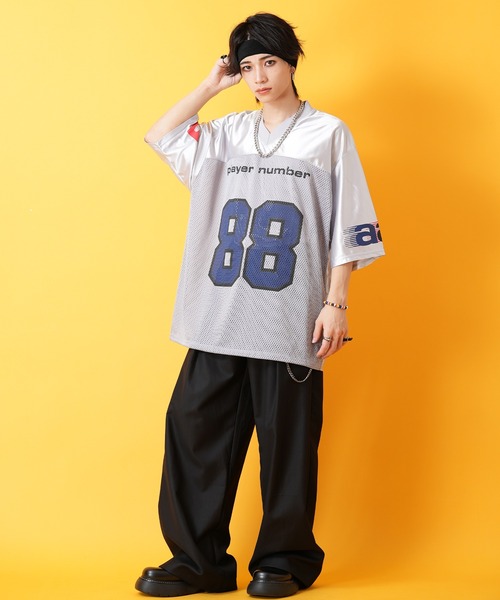 tシャツ a.p.o.v. コンビメッシュナンバリングフットボールシャツ