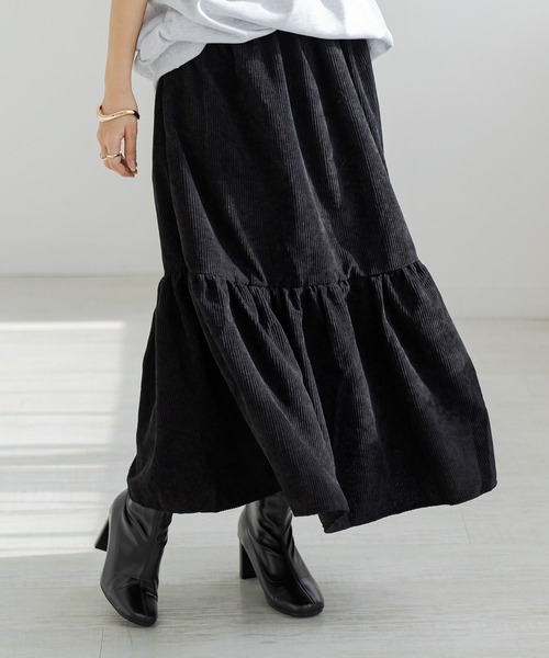 DAY CLOSET スカート 「ロング丈/中厚手」大人っぽ コーデュロイ