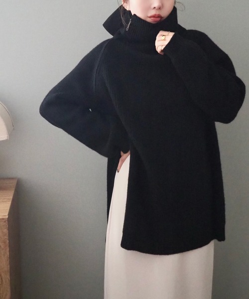 ニット セーター turtleneck double zip knit top /タートルネック