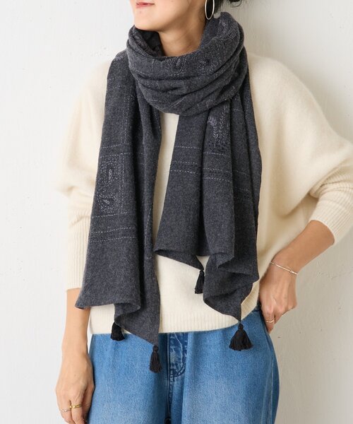 BEARDSLEY（ビアズリー） ストール マフラー 「CITRUS」刺繍タッセル