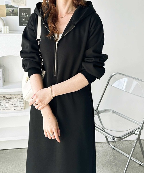 GeeRA（ジーラ） ワンピース 「新色追加/M-3Lサイズ」ハーフジップ裏