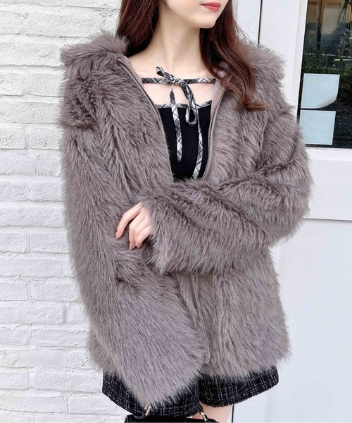 INGNI（イング） ブルゾン アウター ステンカラーエコファーミドル丈