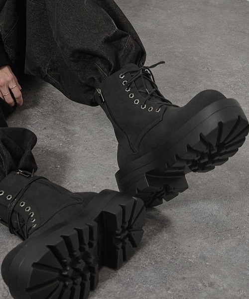 ブーツ 「Alfred Alex」Chunky High-Sole Boots/ハイソール サイド