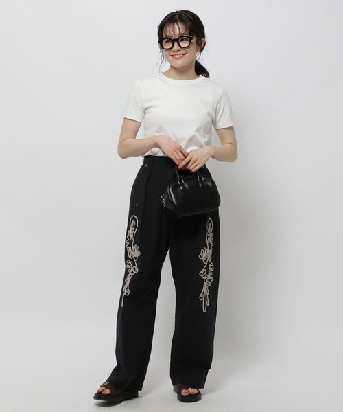 niko and…（ニコアンド） パンツ モチーフコード刺繍パンツ レディース