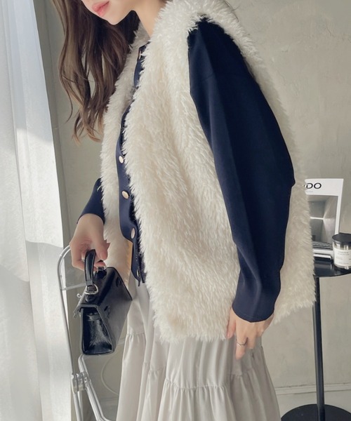 TREOVER ベスト ジレ プードルファーベスト レディース : ZOZOTOWN