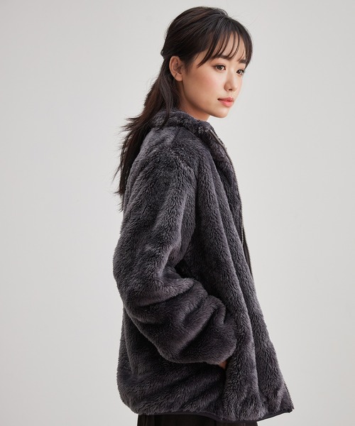 DAYRA tシャツ スタンドカラー フルジップ ボア フリース ジャケット