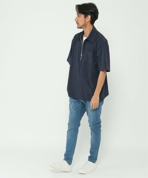 IKKA LOUNGE シャツ SARAT ハーフジップシャツ メンズ : ZOZOTOWN