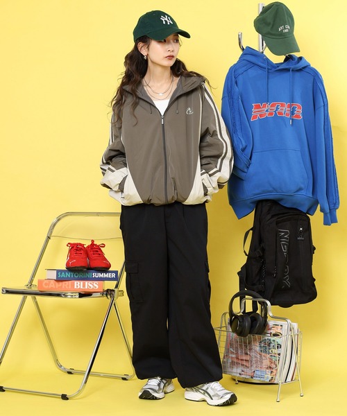 NERDY ナイロンジャケット カーブドブロックウインドブレーカー メンズ