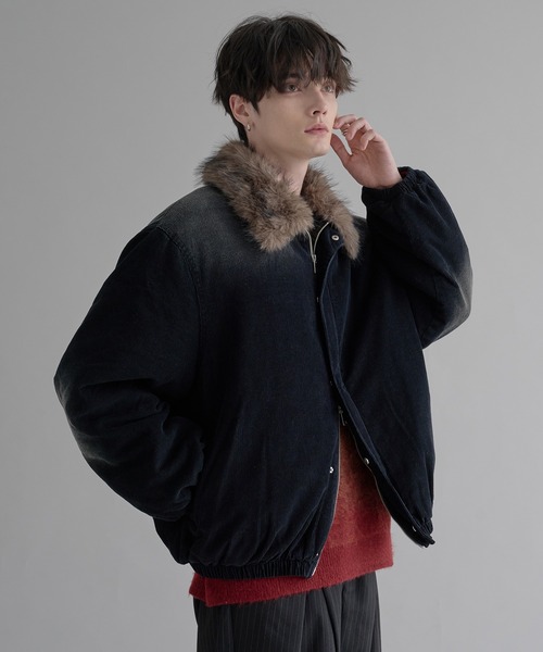 epnok ブルゾン アウター 2WAYコーデュロイ中綿ファーブルゾン メンズ