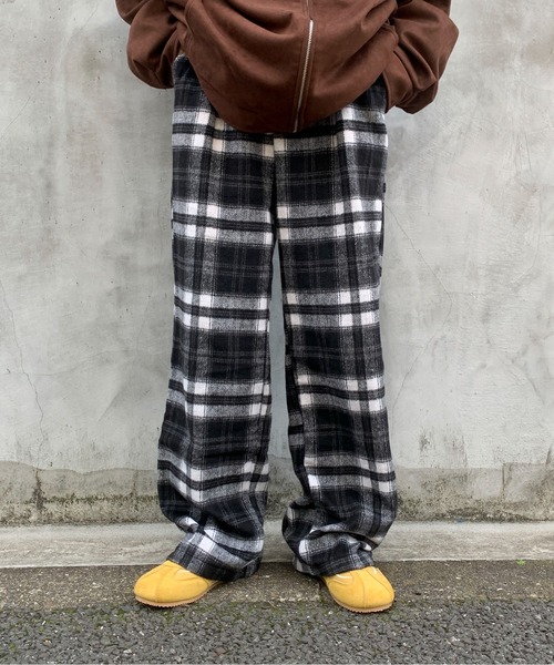 link lot パンツ 「起毛」チェックイージーネルパンツ「UNISEX