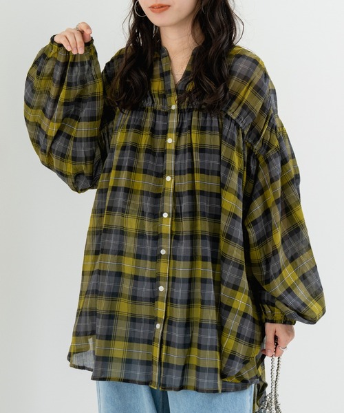 ブラウス シャツ 「refinedworks」秋の先取り チェック柄 レディース