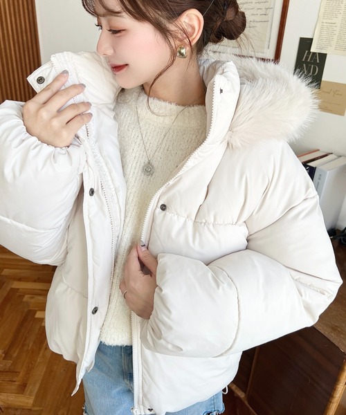 moment+ ダウンコート ダウンジャケット ファイバーダウンフードファー