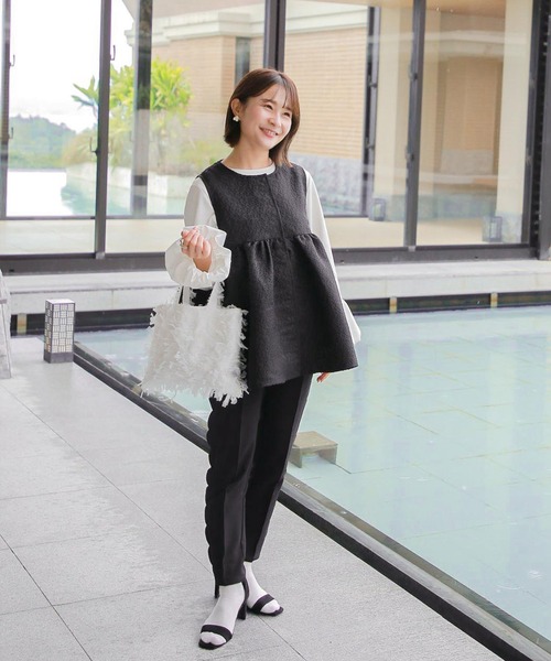 Fit more（フィットモア） ベスト ジレ ジャガードペプラムジレ