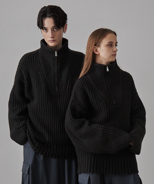 CLEL（クレイル） セーター ニット 「CLEL」Volume Melange Half Zip