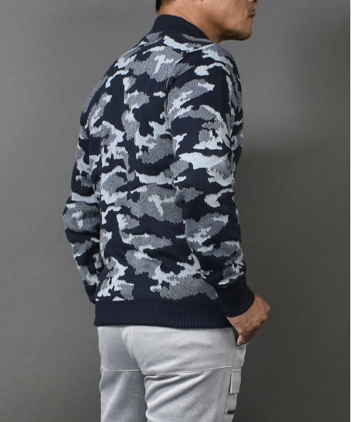 COMONGOLF（コモンゴルフ） ゴルフ ニット素材 迷彩 柄 モックネック