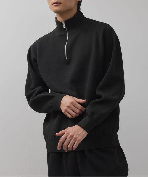 NAVY セーター ニット 快適ミラノリブハーフジップニット