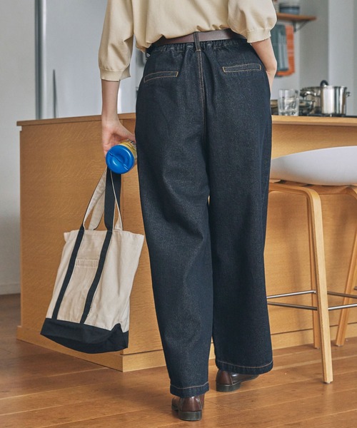 ジーンズ デニム デニムパンツ ハイウエスト タック ワイド ストレート