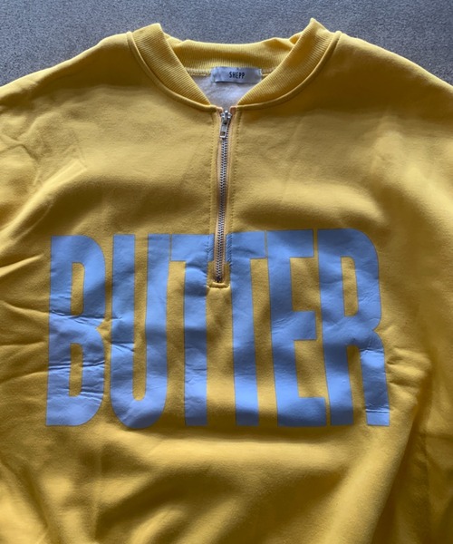 トレーナー スウェット 裏起毛フロントプリントハーフジップスウェット