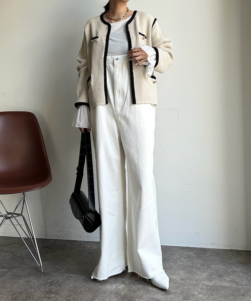 DouDou（ドゥドゥ） ジャケット ノーカラージャケット パイピング