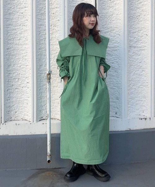 KBF（ケービーエフ） ワンピース スクエアカラーSETストライプ