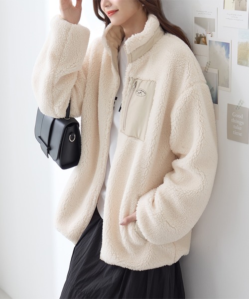 ブルゾン アウター リバーシブルフリース切替ブルゾン レディース