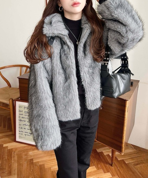 ブルゾン アウター 2WAYアレンジカラーファーブルゾン レディース