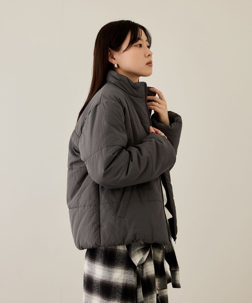 NAVY ブルゾン アウター スタンドネック中綿ブルゾン「撥水加工