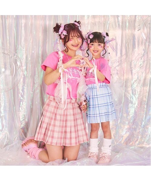 mezzo piano スカート ポーチ付 チェックプリーツスカパン キッズ 子供