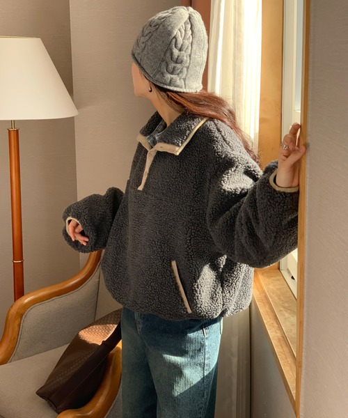 ポロシャツ ポロ 2wayネックボアフリースプルオーバー レディース