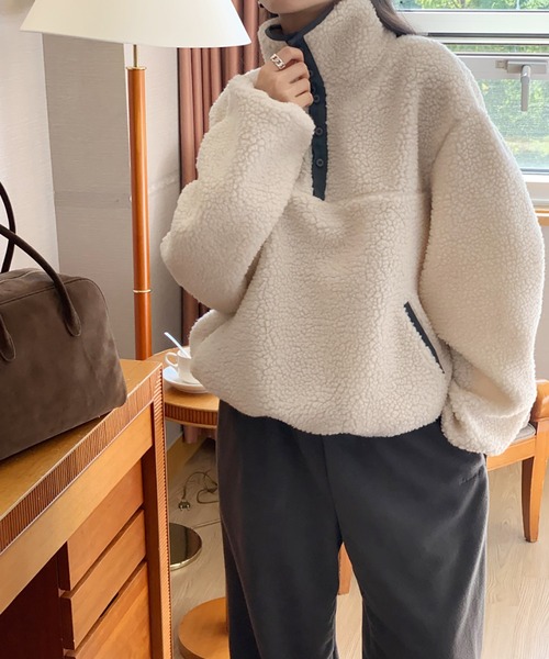 ポロシャツ ポロ 2wayネックボアフリースプルオーバー レディース