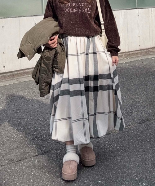 AS KNOW AS（アズノゥアズ） スカートチェック柄バルーンスカート