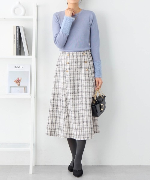 alotta（アロッタ） スカート 高見えツイードチェックフレアースカート