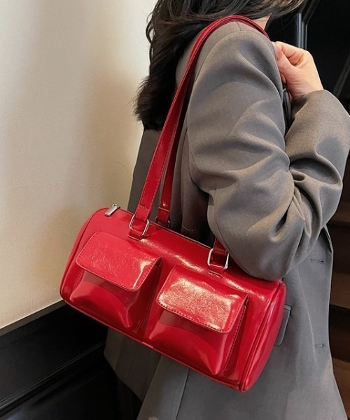 LACーVERT ボストンバッグ アウトポケット ロングハンドルボストン