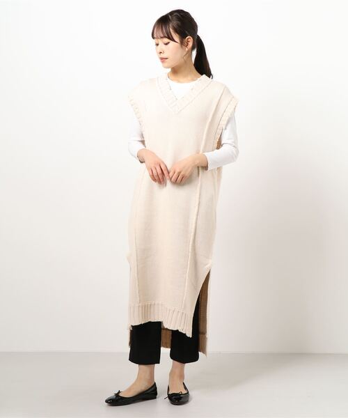 KOBE LETTUCE（神戸レタス） ベスト ジレ ダメージ加工Vネックロング