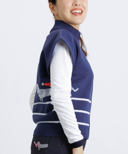 Picone CLUB（ピッコーネクラブ） ベスト ジレ コットン混DOG柄ニット