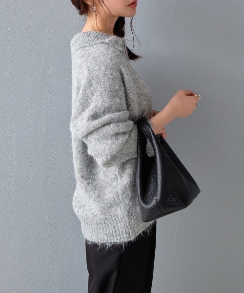 ニット セーター ミックスヤーン スキッパーニットプルオーバー