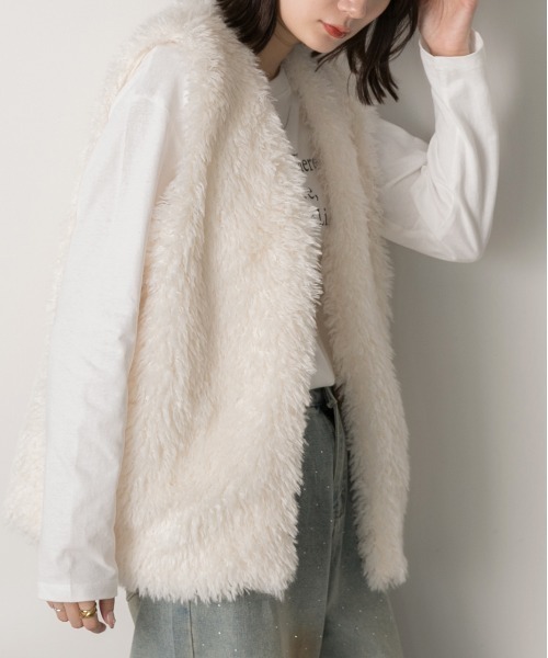 ad thie（アドティエ） ベスト ジレ プードルファー ベスト レディース