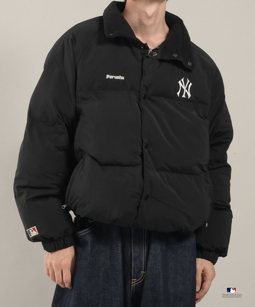 Perushu ブルゾン アウター × MLB コラボ中綿スタンドネックブルゾン