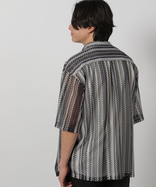 LAKOLE（ラコレ） シャツ ストライプレース半袖シャツ / 283477 メンズ