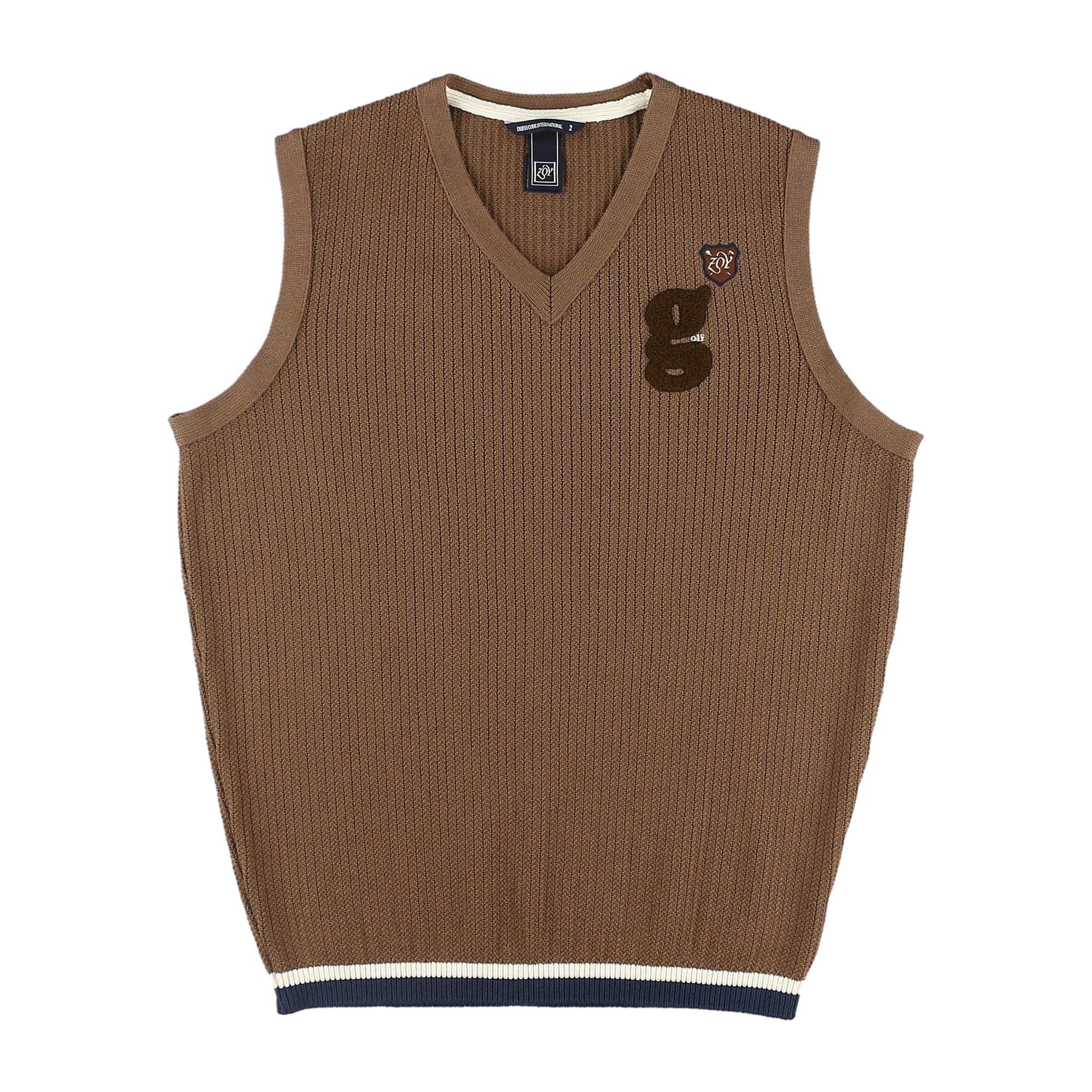 MEN 針抜き畦ニットベスト ブラウン