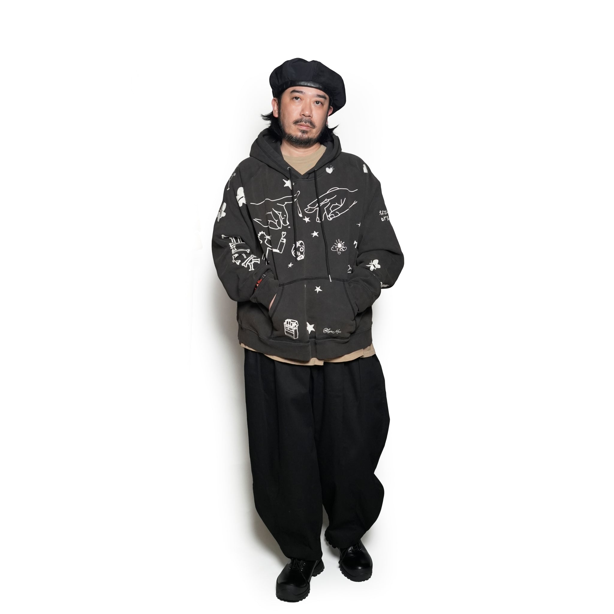 Pla24awcol2-1_washed black | x SYU.Man illustrator hoodie | Color:Wash
