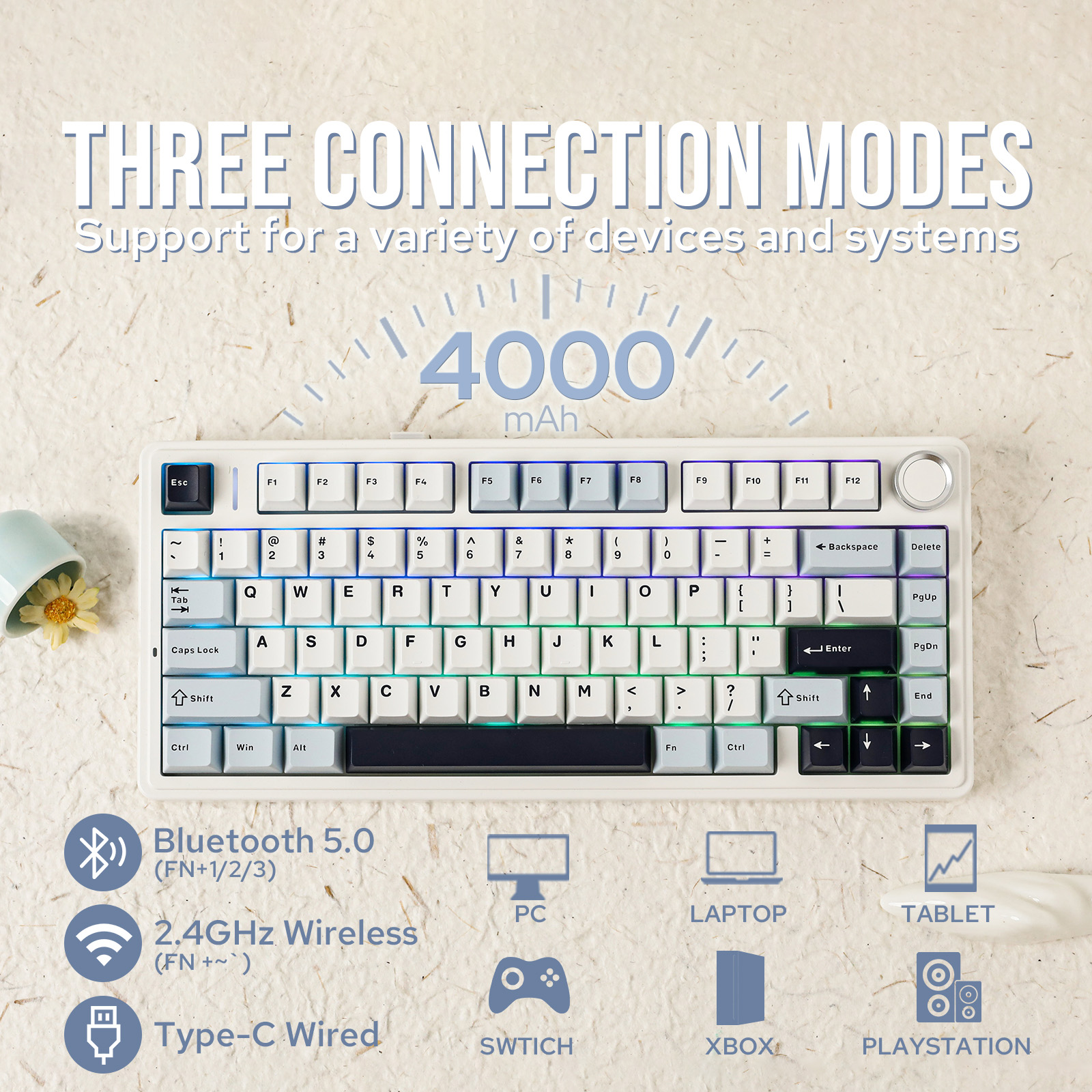 EPOMAKER x AULA F75 75% ANSI ガスケット ホットスワップ Bluetooth