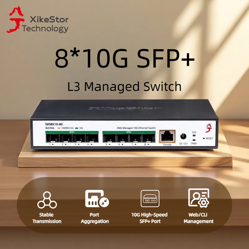 XikeStor SKS8310-8X 8-Port 10G SFP+ Switch, Layer3 CLI Managed