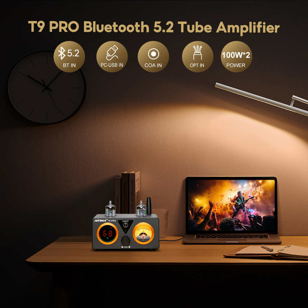 AIYIMA オーディオ T9 プロステレオ真空管アンプ Bluetooth 5.1