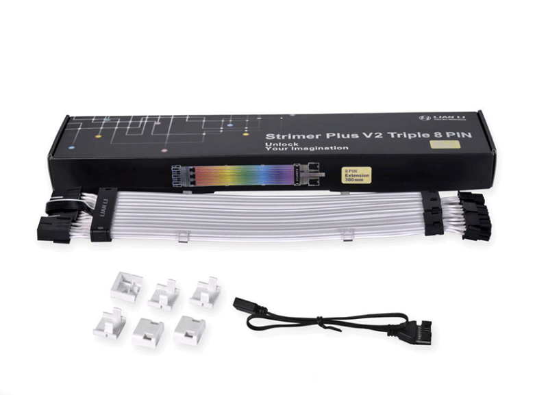 LianLi Strimer Plus V2、5v A-RGB 電源延長ケーブル 24P および 8PIN